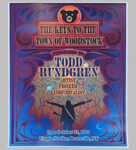 Todd Rundgren Poster
The Keys to the Town of Woodstock
Limited Edition.
Hand signed by the artist, Mike Dubois