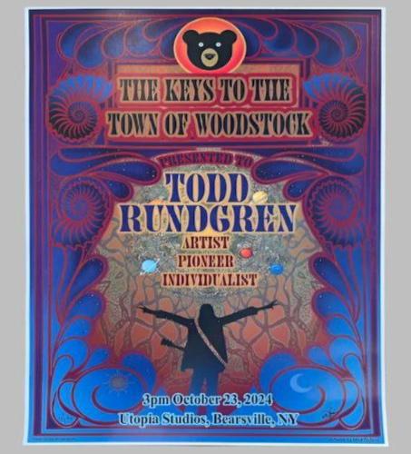 Todd Rundgren Poster 
The Keys to the Town of Woodstock
Limited Edition.
Hand signed by the artist, Mike Dubois