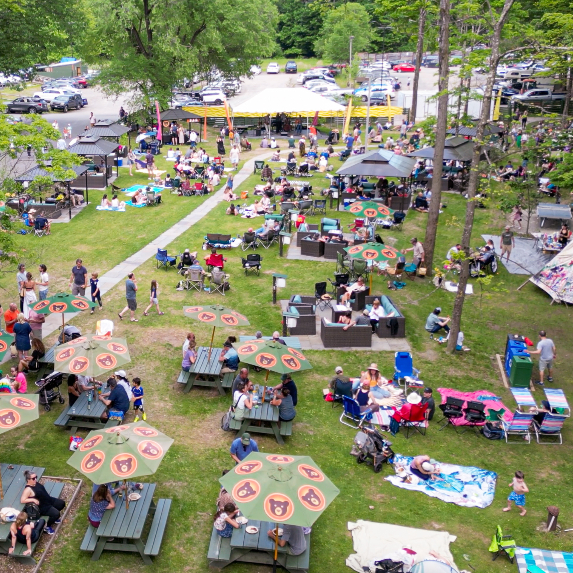 Bearsville Woodstock Bluegrass festival drone shot